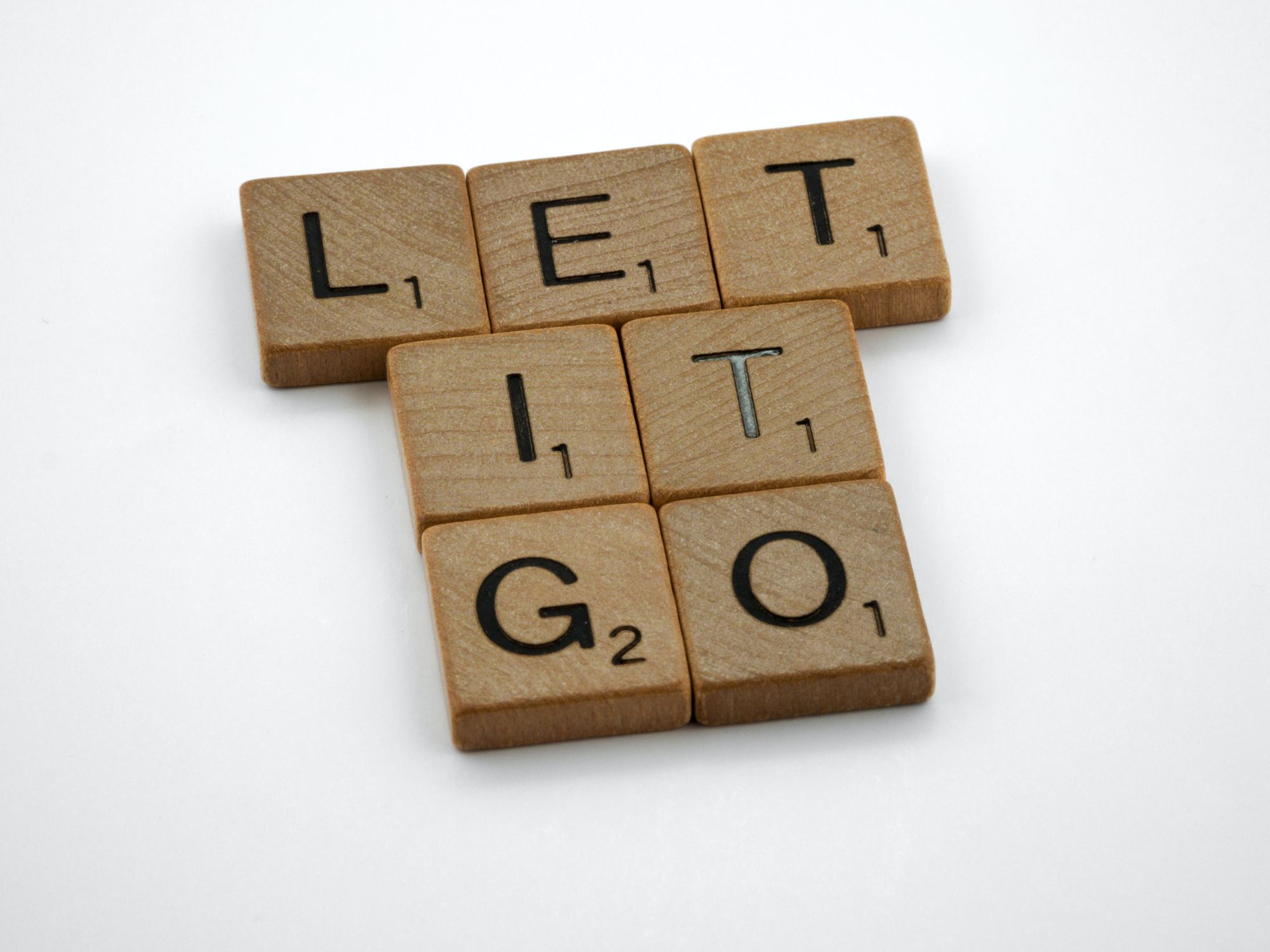 Let it go spelled in Scrabble letters